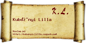 Kubányi Lilla névjegykártya